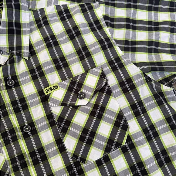 Dixxon Flannel Co. The Deuce Short Sleeve Plaid Shirt Mens Size L Green / White - Picture 4 of 8